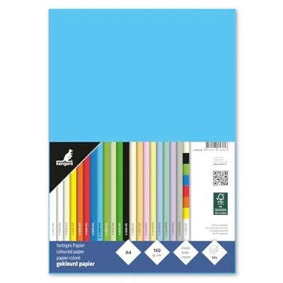 Abbildung von Kangaro Tonpapier Azurblau DIN A4 160g/m² FSC mix 50 pack Briefpapier Bastelpapier DIY