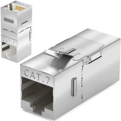 Abbildung von HB DIGITAL RJ45 Keystone Cat.7 Winkel Verbinder Adapter 90 gewinkelt CAT7 STP LAN Kupplung Netzwerk Modul bis zu 1000 MHz 10 Gbit/s abwärtskompatibel (cat8,cat7,cat6,cat5e)
