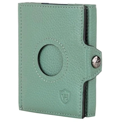 Abbildung von VON HEESEN Airtag Slim Wallet mit RFID Schutz Portmonee Herren klein aus echtem Leder Mini Geldbörse Kreditkartenetui Kartenetui Portemonnaie Geldbeutel (Silver Pine)