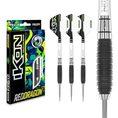 Abbildung von RED DRAGON Ikon 1.4 26 Gramm Professionelles Wolfram Steeltip Dart Set mit Flights und Schäften