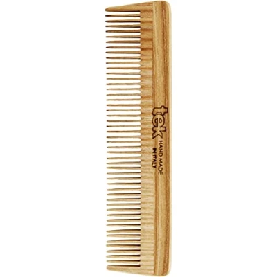Abbildung von TEK Handgefertigt in Italien Eschenholz Feinzahnkamm für kurzes und feines Haar 14 x 3,6 cm