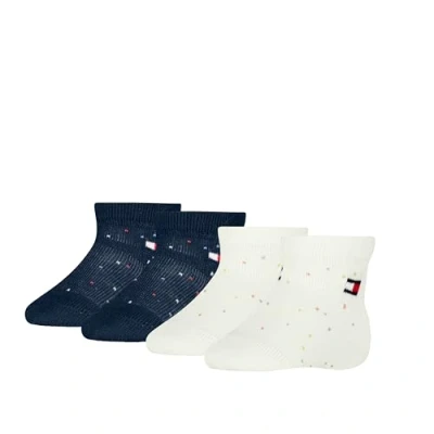 Abbildung von Tommy Hilfiger BABY SOCK Color NAPS Unisex 4 PACK Socken für Kinder, Größe: 15 18, White/dark blue
