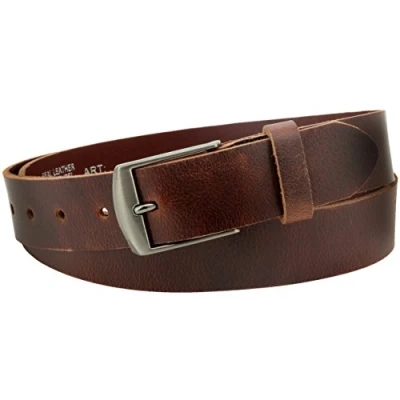Abbildung von Vascavi Ledergürtel aus Büffelleder, Made in Germany, braun, ca. 35mm breit und 3 4mm stark, kürzbar, Gürtel, Vollledergürtel, Jeansgürtel, Herrengürtel, Damengürtel, (100 cm Gesamtlänge 110 cm)