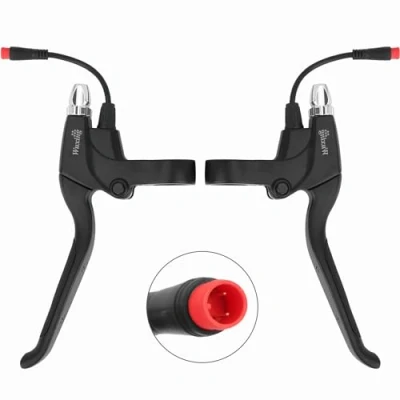 Abbildung von Yungeln 2 Stück Scooter Links Rechts Bremshebel Brake Bremsgriff aus Aluminiumlegierung mit poligem Wasserdichtem Stecker kompatibel für Kugoo M4 Pro Elektroscooter