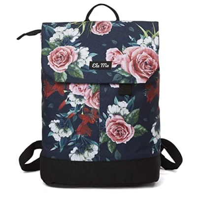 Abbildung von Ela Mo Rucksack Damen Schön u. Durchdacht Daypack mit Laptopfach &amp; Anti Diebstahl Tasche für Ausflüge, Uni, Schule Büro (A Rose)