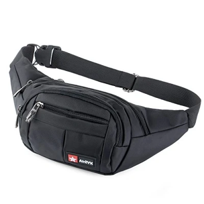 Abbildung von wasserdichte Bauchtasche Geeignet für Reise, Sport &amp; alle Outdoor Aktivitäten, Hüfttasche Damen und Herren, Wasserdicht Hüfttaschen Running (Schwarz)