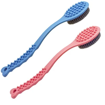 Abbildung von QiCheng&amp;LYS Badebürste Mit Langem Griff, Handmassagebürste Durchblutung Zu Verbessern,Cellulite Massage14 Zoll (Blau and Rose)