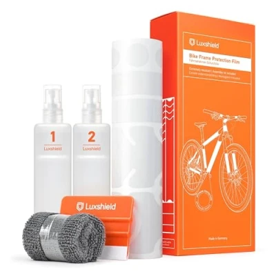 Abbildung von Luxshield Fahrrad Lackschutzfolie für Mountainbike, BMX, Rennrad, Trekkingrad etc. 21 teiliges Rahmen Set gegen Steinschlag Transparent glänzend &amp; selbstklebend