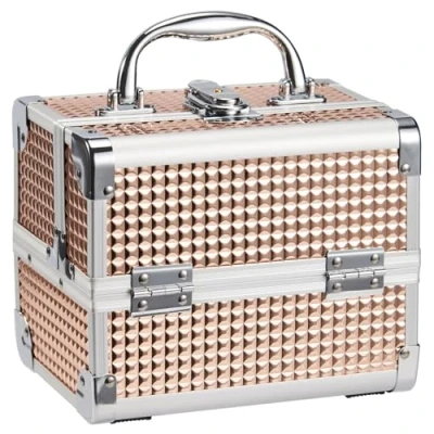 Abbildung von Joligrace Kosmetikkoffer Schminkkoffer, Kosmetik Make up Organizer Koffer Mit Schlüssel und Spiegel Verschließbar Multikoffer, Makeup Rosa Gold
