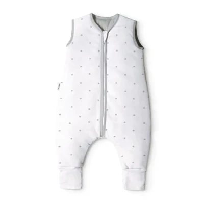 Abbildung von Ehrenkind® Baby Sommerschlafsack mit Füßen Bio Baumwolle Sommer Schlafsack Gr. 80 Farbe Weiß grauen Sternen 1 Tog