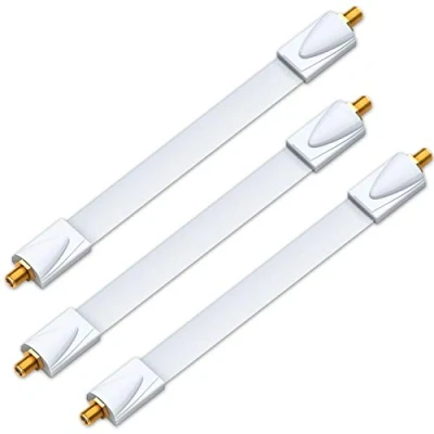Abbildung von deleyCON 3x Fensterdurchführungen SAT Kabel 17cm Flexibel 26cm Länge Kupplung Fenster &amp; Türen Vergoldet Extrem Flach Geschirmt Klebepads Weiß