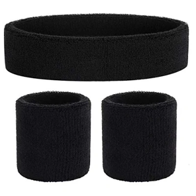Abbildung von ONUPGO Schweißband Set Sportstirnband Handgelenk gestreifte Schweißbänder Frottee Sporttraining Basketball Armband Stirnbänder Feuchtigkeitstransport Schweiß absorbierendes Stirnband (Rainbow)