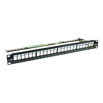 Abbildung von InLine 76824B Patchfeld Cat.6A 24 fach, Keystone Snap In Leerblech Patchpanel, 19&quot;, 1HE, schwarz
