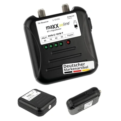 Abbildung von maxx.onLine Signaltester Kabelfernsehen Messgerät DVB C/DVB T, Antennensignal messen, Signalstärke überprüfen, Kabel TV analog/digital Tester