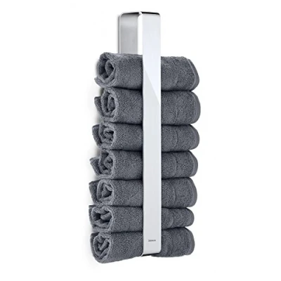 Abbildung von blomus NEXIO Gästehandtuchhalter aus poliertem Edelstahl, stilvolle Aufbewahrung von kleinen Handtüchern, hochwertige Verarbeitung, Bohren oder Kleben (47 x 8.1 cm, 68954)