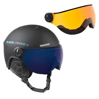 Abbildung von Black Crevice Skihelm Arlberg mit 2 Visier, Black/Blue, S