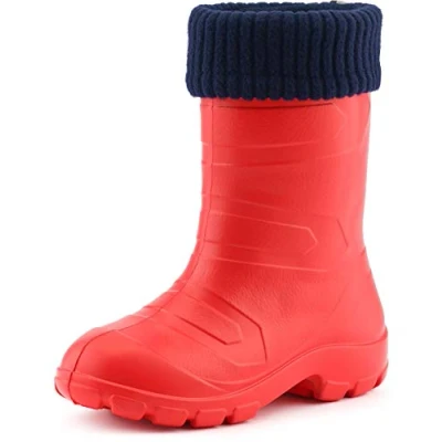 Abbildung von Ladeheid Kinder Mädchen Jungen federleichte Eva Thermo Gummistiefel gefüttert LA845KIDS (Rot1/Marineblau, 27 EU)