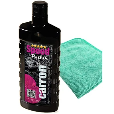 Abbildung von carron® Original Speed Polish Autopolitur für einfaches und schnelles Polieren besten Hochglanz am Autolack Schnellpolitur Autopflege Lackversiegelung im Set mit Poliertuch made in germany