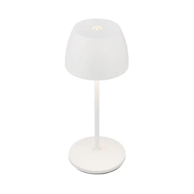 Abbildung von BRILONER Mini LED Tischleuchte kabellos IP44 mit Ladestation, stufenlos dimmbar, Akku &amp; Lichtquelle tauschbar, Nachttischlampe, Lampe, Tischleuchte, Restaurant, 8x20,5 cm (DxH), Weiß