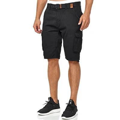 Abbildung von Indicode Herren Monroe Cargo Shorts inkl. Gürtel Bermuda Männer Sommerhose aus Baumwolle Black L