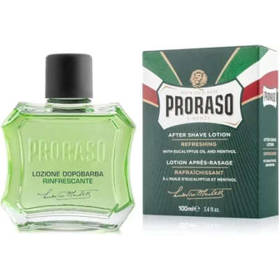 Abbildung von Proraso After Shave Lotion Refresh, 100 ml, Aftershave für Männer mit Eukalyptusöl &amp; Menthol, hilft der Haut, sich nach Rasur zu regenerieren, Made in Italy