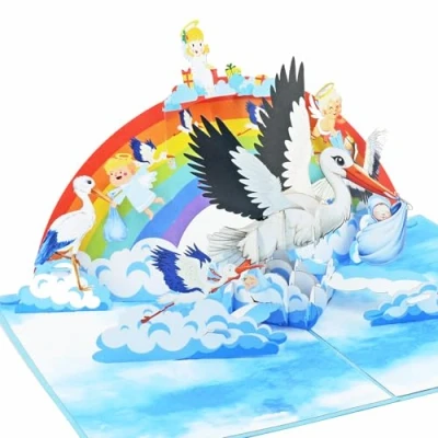 Abbildung von Favour Pop Up® NEU 3D Glückwunschkarte zur Geburt eines Jungen. Beim Öffnen ist ein großartiger Überraschungseffekt garantiert. XP964