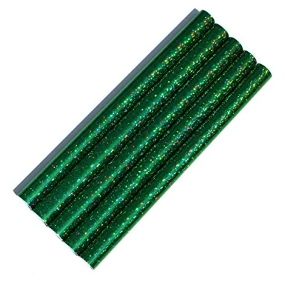 Abbildung von 5er Set Klebefolie Hologramm Selbstklebende Glitzer Dekofolie Farbig Bastefolie Glitter Vinyl Aufkleber DIY 100cm x 33cm (Flakes Grün)
