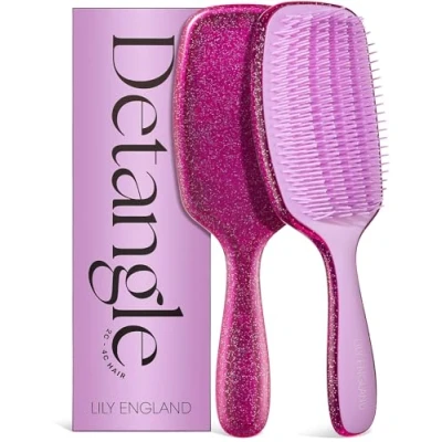 Abbildung von Lily England Lockenbürste zum Entwirren &amp; Stylen Schmerzfreie für nasses trockenes Haar mit flexiblen Borsten Ideale Haarbürste lockiges Frauen 3c bis 4c Haar, Rosa