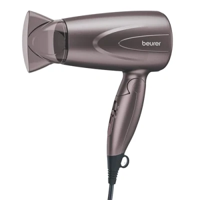 Abbildung von Beurer HC 17 Haartrockner, kompakter Föhn mit Klappfunktion, zwei Heiz und Gebläsestufen, 1300 Watt, Überhitzungschutz Profidüse, klappbarer Haartrockner für unterwegs Aufhängeöse