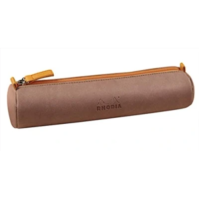 Abbildung von Rhodia ‎318992C rund Schlampermäppchen (21,5 x 5 cm, Kunstleder, elegant und praktisch, Reißverschuss Griffplatte, ideal für unterwegs) 1 Stück, Elfenbein