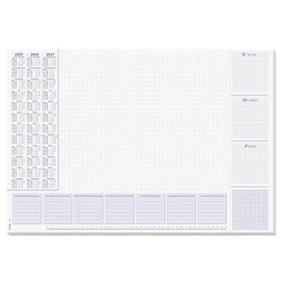 Abbildung von SIGEL HO355 Papier Schreibtischunterlage, ca. DIN A2, mit aktuellem 3 Jahres Kalender und Wochenplan, 30 Blatt, Schreibunterlage aus nachhaltigem