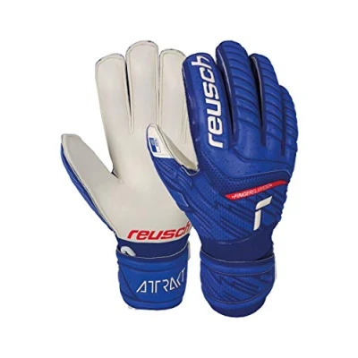 Abbildung von Reusch Unisex Torwarthandschuhe Attrakt Grip Finger Support Junior mit praktischem Fingerschutz deep Blue/White, 8, 4060485281758