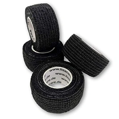 Abbildung von LisaCare Fingerpflaster selbsthaftend elastisches, wasserfestes, staub fett und schmutzabweisendes Pflaster SCHWARZ 4 Rollen á 2,5cm x 4,5m