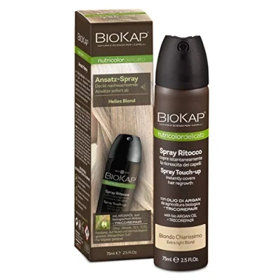 Abbildung von BIOKAP Touch Up Ansatz Spray 75ml HELLBLOND Grauen kaschieren in 1 Sekunde hält bis zur nächsten Haarwäsche Bio Arganöl TricoREPAIR Komplex