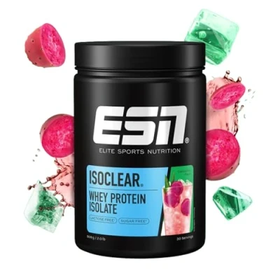 Abbildung von ESN ISOCLEAR Whey Isolate Protein Pulver, Cactus Fruit, 908 g, Proteinlimo mit fruchtig leckerem Geschmack, clear Whey, geprüfte Qualität made in Germany
