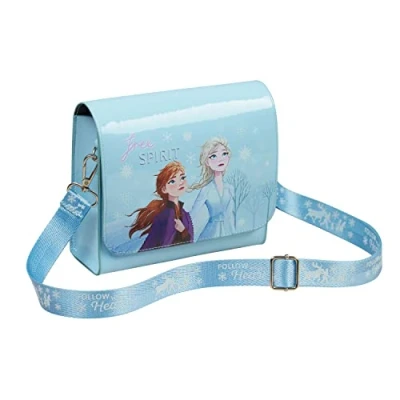 Abbildung von Disney Handtasche Stitch Tasche Umhängetasche Kinder Mädchen Schultertasche Offizieller Fanartikel Frozen Eiskönigin Lilo und Geschenke (Hellblau Frozen)