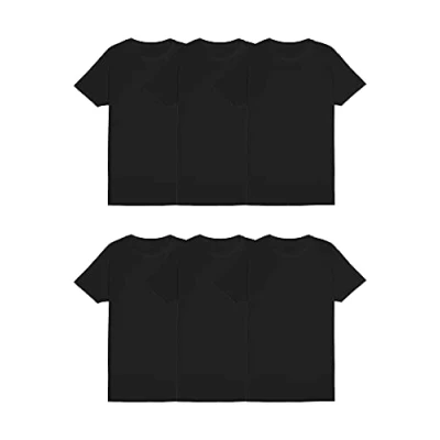 Abbildung von Fruit of the Loom Herren Stay Tucked Crew T Shirt, Regulär, 6er Pack, Schwarz, XL