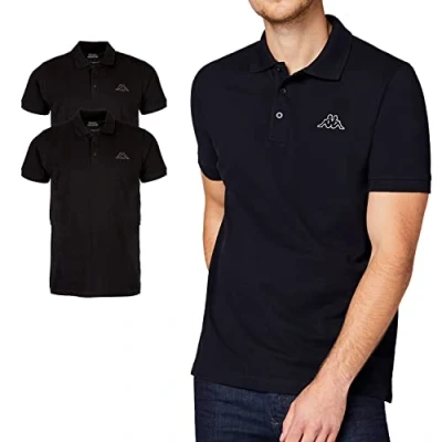 Abbildung von Kappa Herren Polo Shirt VENIST im 2er Pack Hemd mit Logodruck Basic Poloshirts für Männer Kurzarm Sport, Freizeit und Büro XXXXXL, schwarz