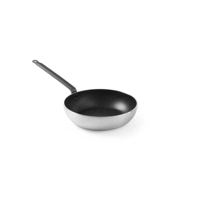 Abbildung von HENDI Wok Pfanne Aluminium ø 28 x 7,5 cm Boden: 21 Mamor Antihaftbeschichtung bis 260 C Dreifachbeschichtung Edelstahl Griff, Gastro