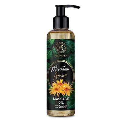 Abbildung von Massageöl Mountain Arnica 200ml / Berg Arnika Montana Blüten Extrakt Pure &amp; Natural Körperöl Kosmetisches Öl Natürliche Öle für die Hautpflege Entspannungsöl
