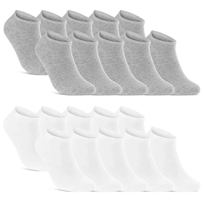 Abbildung von 10 20 30 Paar Sneaker Socken Herren Damen Schwarz Weiß Grau Baumwolle 16900 (10x + 10x 47 50)