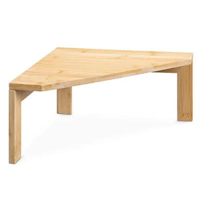 Abbildung von Navaris Eckregal aus Bambus Regal Holz für Küche Bad Kücheneckregal stehend Arbeitsplatte Schrank Büro 1 Ebene Organizer Natur