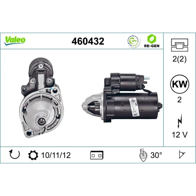 Abbildung von VALEO 460432 Anlasser 12 2 MERCEDES BENZ: E Class Saloon, T modell, Vito Minibus
