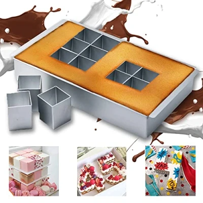Abbildung von MEISHANG Antihaft Backformen Set,Verstellbar DIY Backen,Aluminium Rechteckig,Zahlen Backform Kuchenform,Zahlen und Buchstaben Backform,Kuchenform Verstellbar