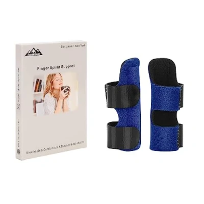 Abbildung von supregear Fingerschiene, 2er Pack Verstellbare Wiederverwendbare Trigger Fingerschiene Fingerstütze mit Abnehmbarer Aluminiumstange für Zeige/Mittel/Ring/kleinen Finger (Blau)