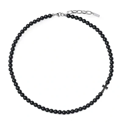 Abbildung von COAI Geschenkideen Herren Glückskette aus Mattem Onyx mit CZ Paved Kreuz Charm