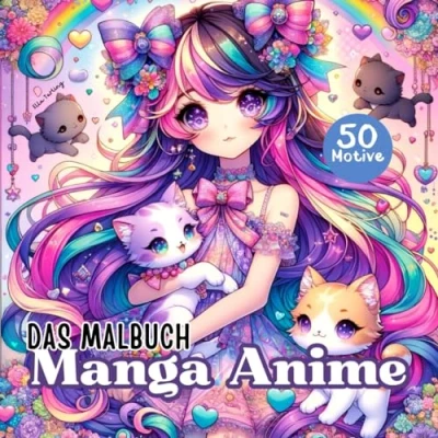 Abbildung von Das Malbuch Manga Anime Perfektes Geschenk für Teenager, Mädchen, Jungs und auch junggebliebene Erwachsene: 50 entzückende Motive zum Ausmalen Entspannen