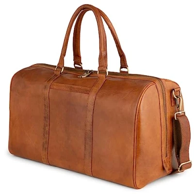 Abbildung von Berliner Bags Vintage Weekender Boston, Reisetasche aus Leder, Duffel Bag, Sporttasche, Groß 40L, für Herren und Damen Braun