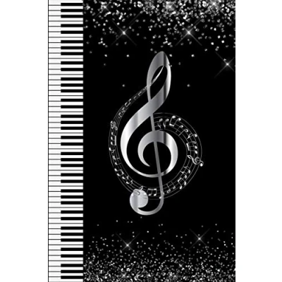 Abbildung von Notizbuch Notenschlüssel: Blanko Journal zum Selberschreiben für Musiker, Musiklehrer, Edel und Elegant in Schwarz Silber