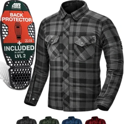 Abbildung von SHIMA RENEGADE MEN Motorrad Hemd Verschleißfest Baumwolle Karierte Motorradjacke Herren mit CE Protektoren, FiberQL Aramid und Kühlungsschicht Reißverschluss (RENEGADE 2, Schwarz, XL)